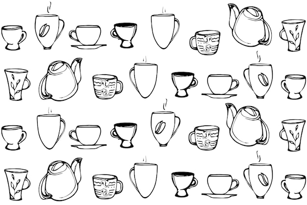 Croquis Vectoriel D'une Tasse à Café En Porcelaine