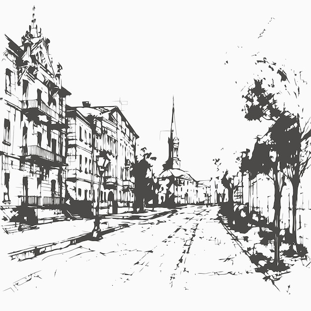 Vecteur croquis de la ville isolée sur fond blanc