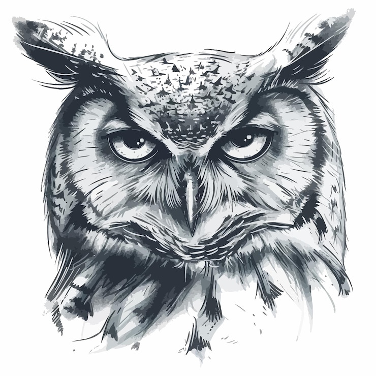 Vecteur un croquis vintage de hibou