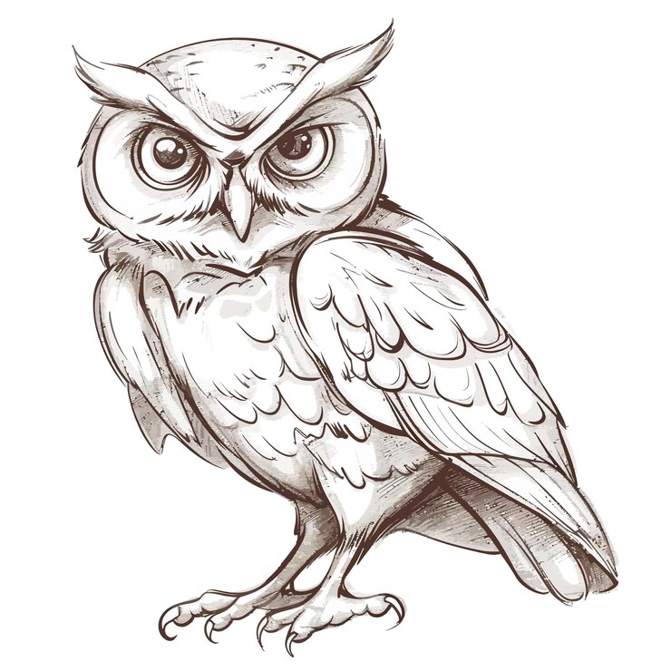 Vecteur un croquis vintage de hibou