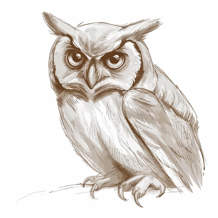 Vecteur un croquis vintage de hibou