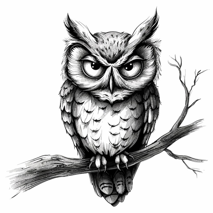 Vecteur un croquis vintage de hibou