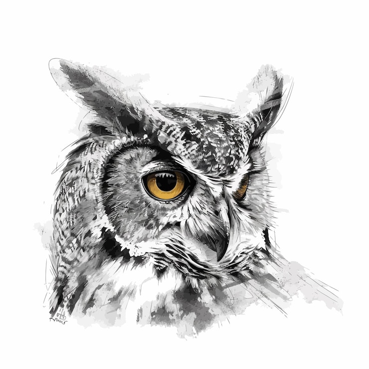 Vecteur un croquis vintage de hibou