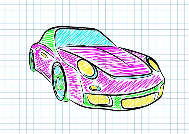 Vecteur croquis d'une voiture de course.