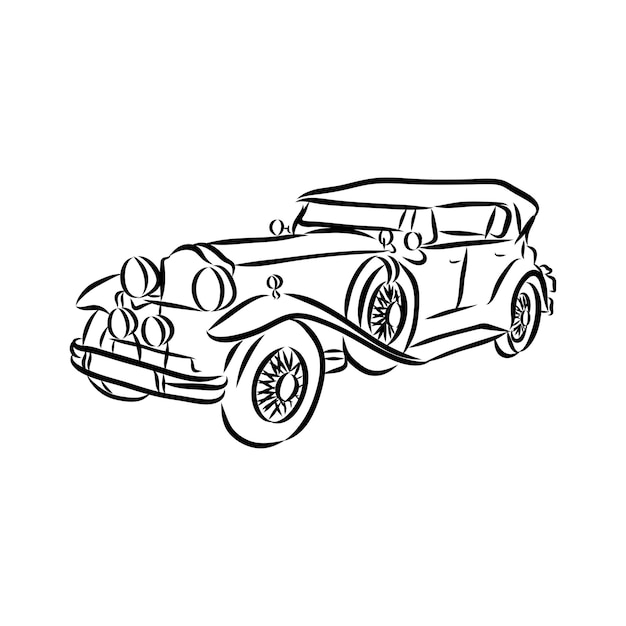 Croquis De Voiture Rétro Pour Votre Conception. Illustration Vectorielle