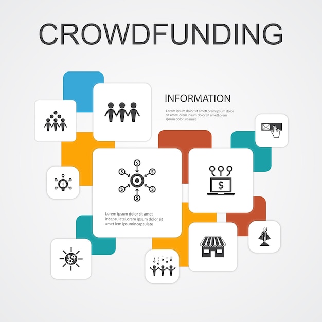 Crowdfunding Infographie 10 Icônes De Ligne Template.startup, Lancement De Produit, Plate-forme De Financement, Icônes Simples De La Communauté