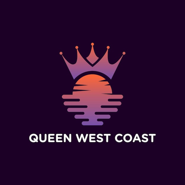 Vecteur crown sunset queen of sunlight lover logo design société moderne