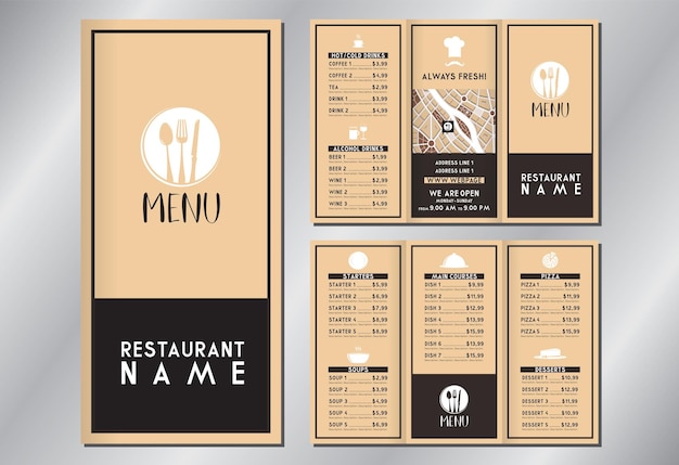 Cru modèle de menu de restaurant