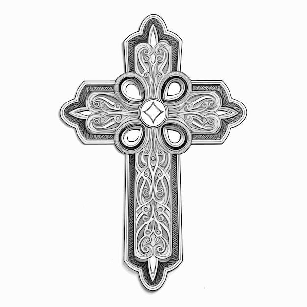 Crucifix Noir Et Blanc De Style Gothique