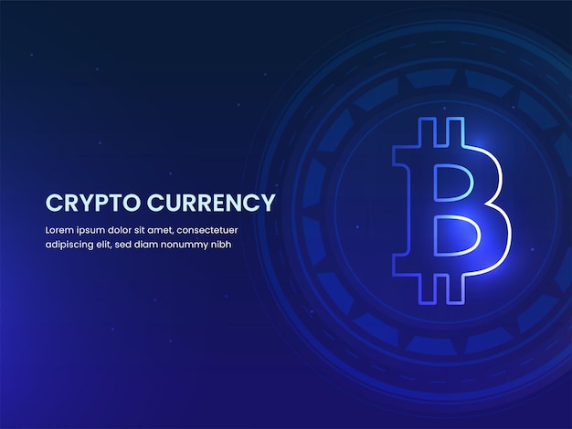 Crypto Currency Concept Basé Sur La Conception De Modèles Web Avec Fond Bleu Futuriste Bitcoin.