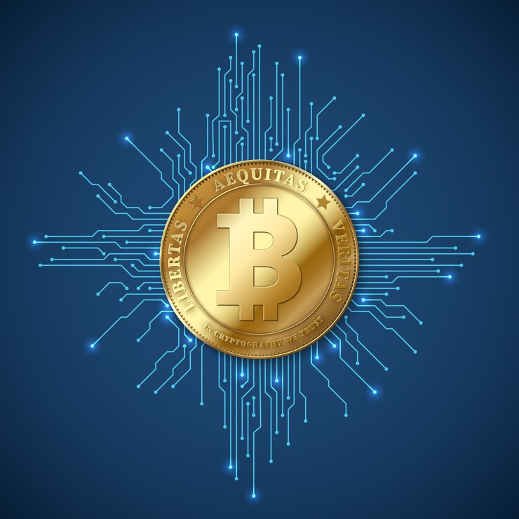 Vecteur crypto monnaie bitcoin. concept de vecteur minier net banking et bitcoins
