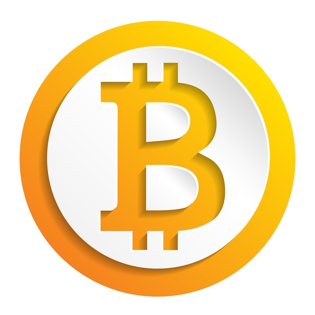 Crypto monnaie Bitcoin papier style logo vectoriel, icône pour le web, autocollant pour impression. Crypto-monnaie blockchain Bitcoin.