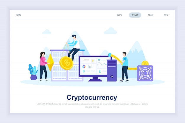 Crypto-monnaie moderne page de destination plate