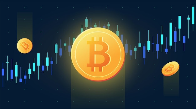 Cryptocurrency Bitcoin Tendance Dans L'illustration Vectorielle Up Down Stratégie De Tendance Bar Chandelier Analyser