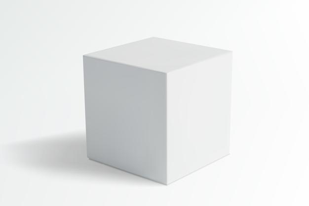 Cube blanc sur un fond de gradient gris
