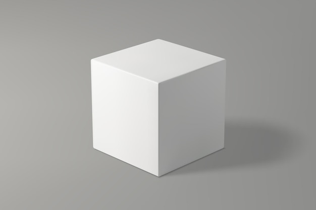 Cube blanc sur un fond de gradient gris