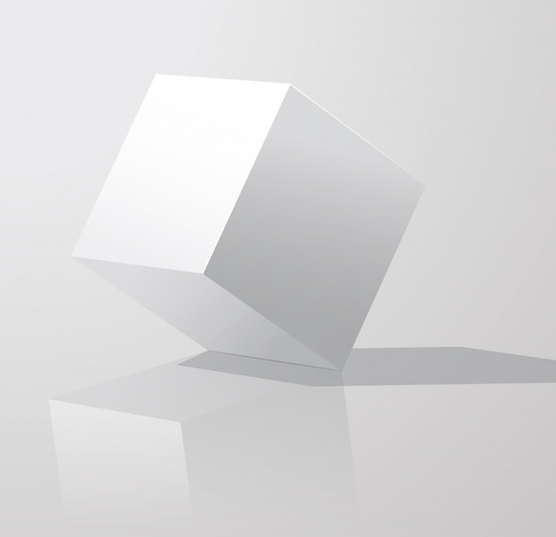 Cube blanc avec des ombres isolé sur blanc
