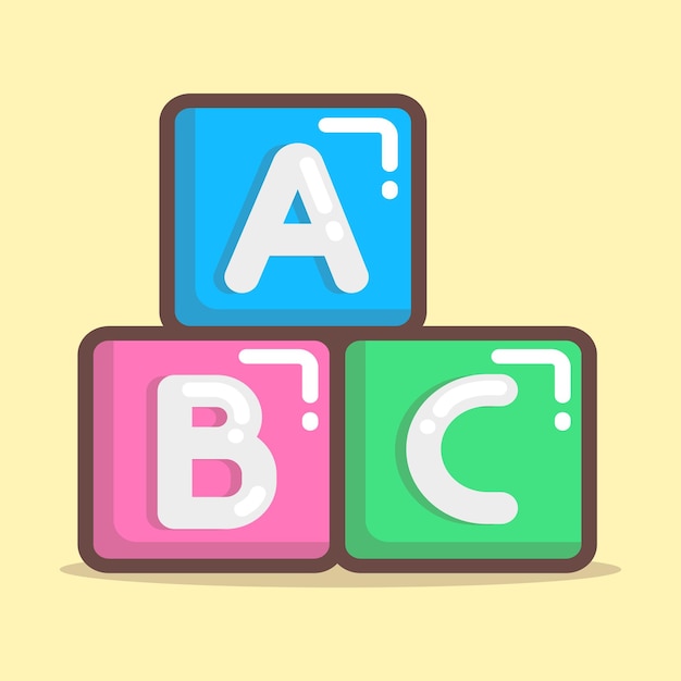 Vecteur un cube coloré avec les lettres abc dessus.