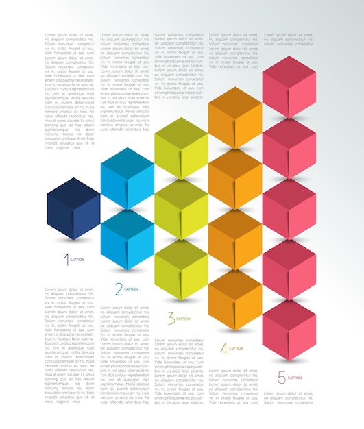 Cube Infographie Options Modèle De Bannière Schéma Graphique Disposition Du Texte Conception En Cinq étapes Illustration Vectorielle