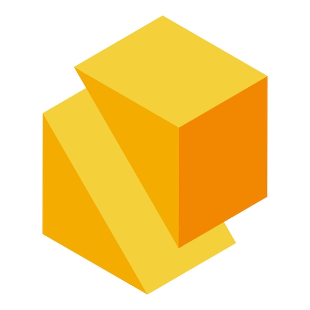 Cube jaune formant une forme géométrique abstraite