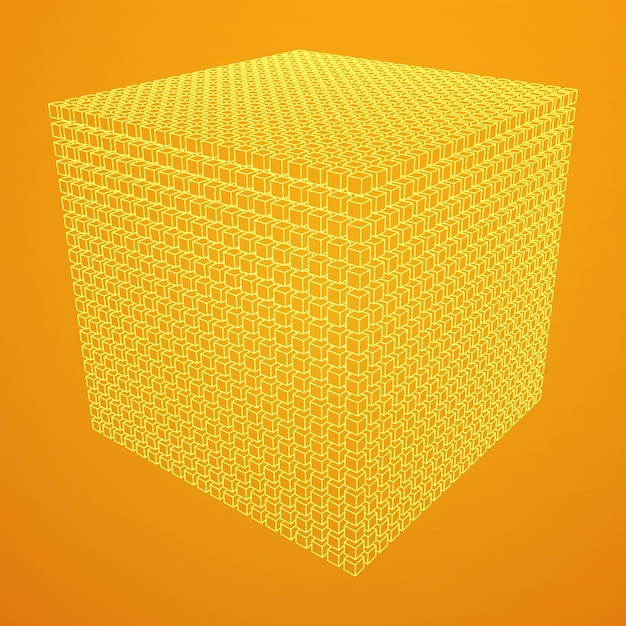 Cube de maillage filaire