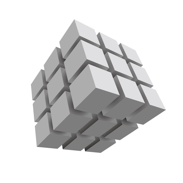 Cubes dessinés de vecteur, isolés sur fond blanc.