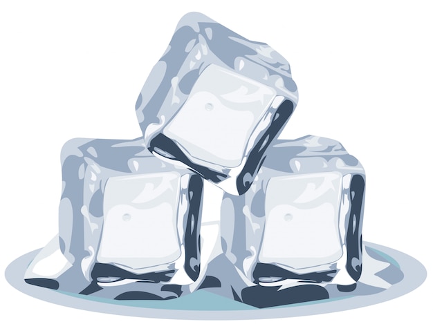 Cubes de glace sur fond blanc