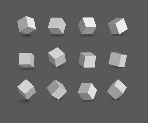 Cubes Isolés Dans Différentes Positions