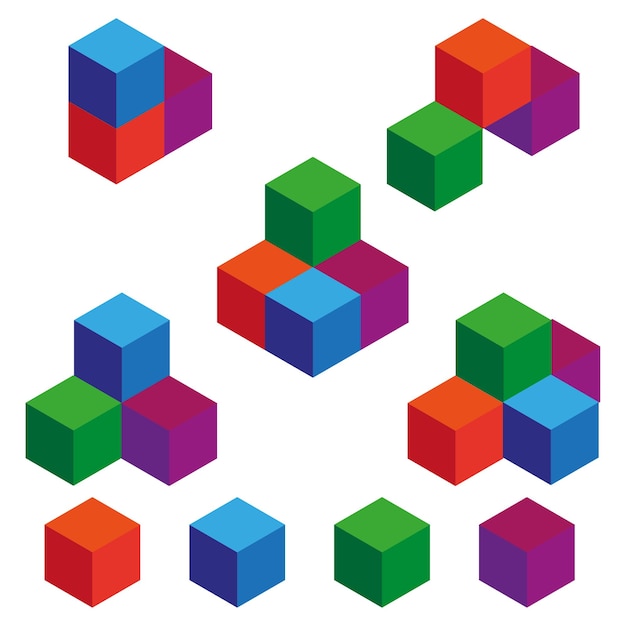 Cubes isométriques 3D colorés Illustration vectorielle EPS 10 Image de stock