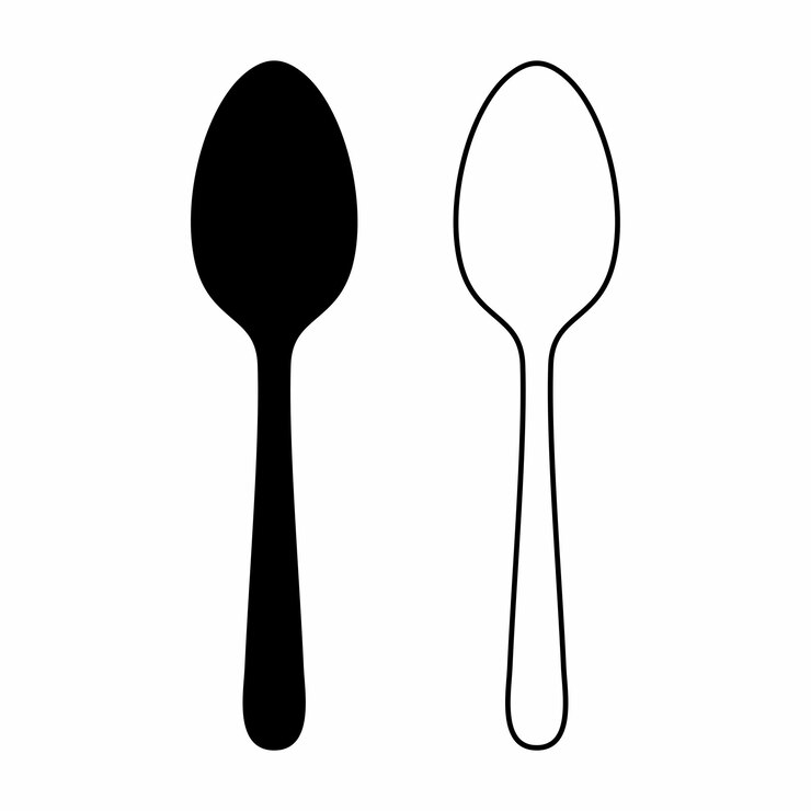 Vecteur cuillère, fourchette et couteau en noir