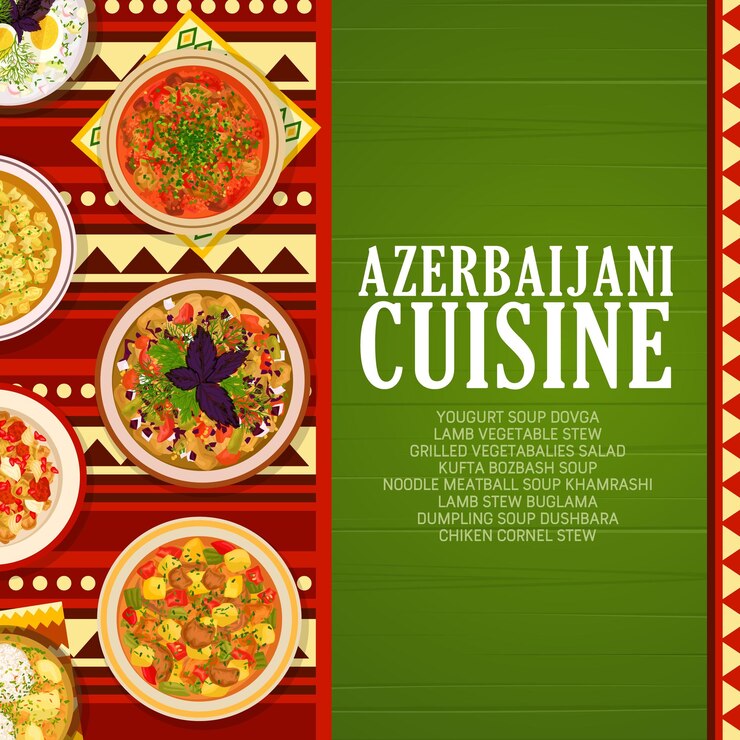 Vecteur cuisine azerbaïdjanaise vecteur repas alimentaires azerbaïdjanais
