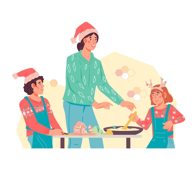 Cuisine familiale dîner festif illustration vectorielle plane isolée sur blanc