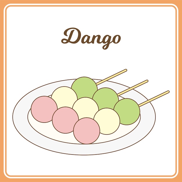 Vecteur cuisine japonaise dango design plat dessiné main doodle culinaire