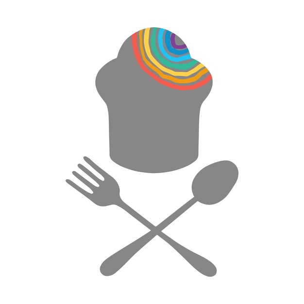 Cuisine, Logo De Cuisine Avec Un Ornement Arc-en-ciel. Icône Et étiquette Pour Le Restaurant Ou Le Café Du Menu Design.