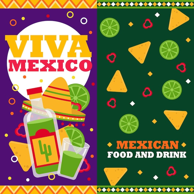 Cuisine Mexicaine De Dessin Animé Bannières Vectorielles Verticales Illustration Vectorielle Promotionnelle