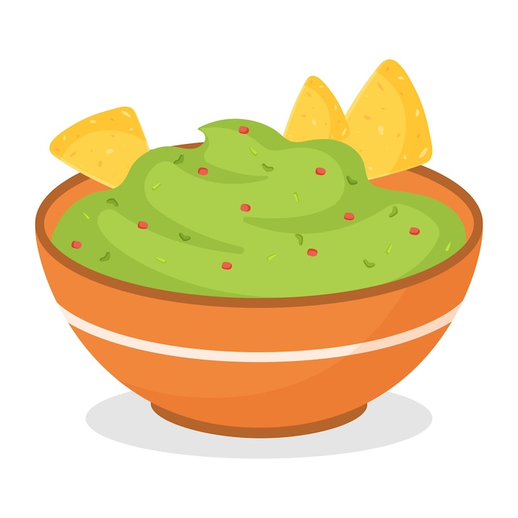 Vecteur cuisine mexicaine guacamole avec nachos illustration vectorielle