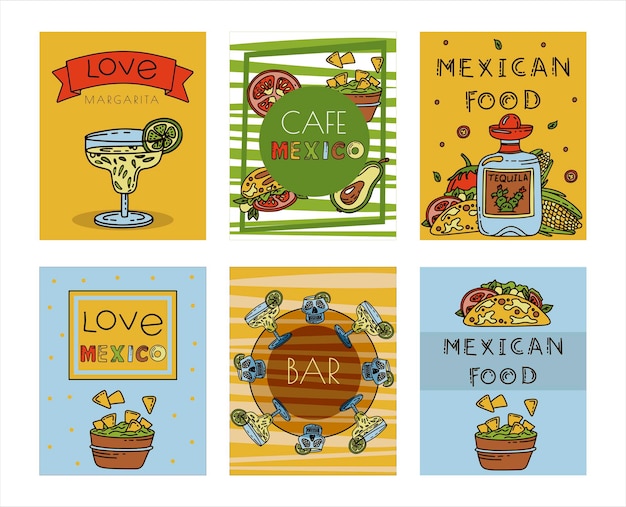 Vecteur cuisine mexicaine vecteur doodle nourriture bannière nationale nourriture épicée restauration rapide collations croquis illustration f