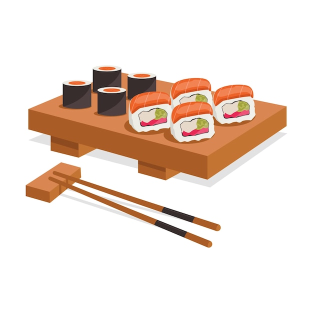 Cuisine Nationale Japonaise. Sushi (rouleaux) Avec Du Poisson.