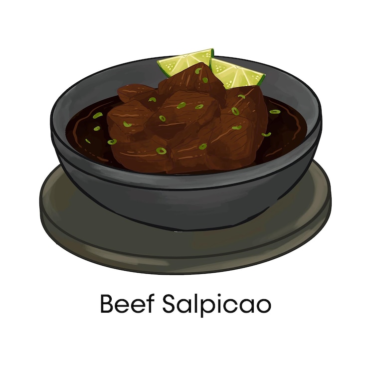 Vecteur cuisine traditionnelle philippine beef salpicao