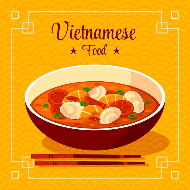 Vecteur cuisine vietnamienne design plat