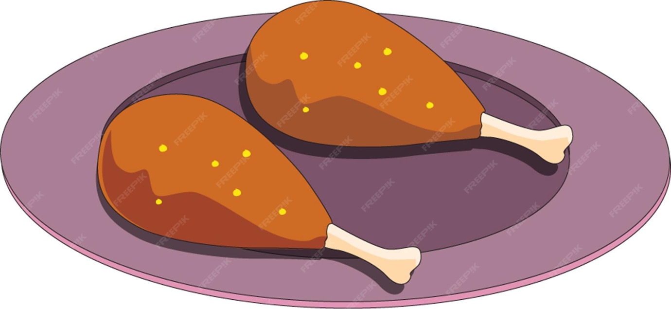 cuisses-de-poulet-dans-une-assiette-vecteur-premium