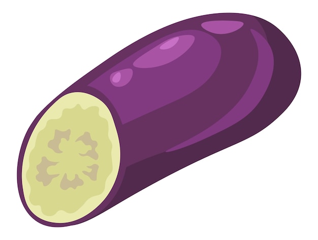 Cuisson Et Préparation D'aubergines Pour Les Repas Aubergines Isolées Coupées En Deux Légumes Coupés En Deux Pour Régime Végétalien Et Végétarien Nutrition Et Alimentation Riche En Vitamines Et Minéraux Vecteur En Plat