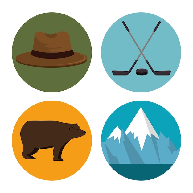 culture canadienne définie des icônes vector illustration design