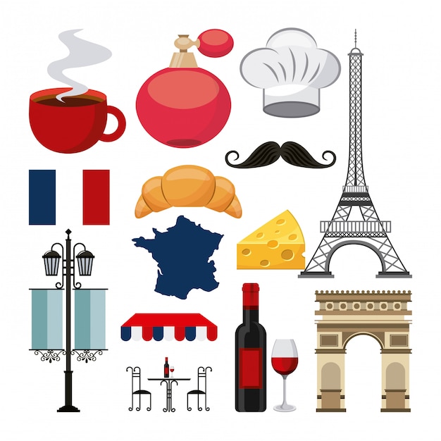 Vecteur culture française définie des icônes