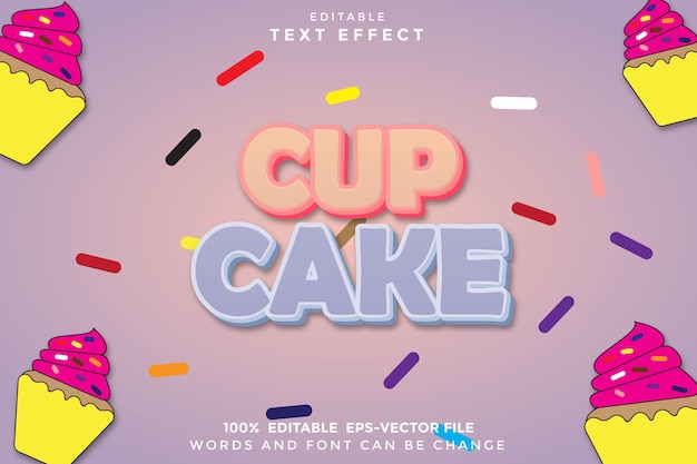 Cup Cake Effet de texte modifiable Style mignon de dessin animé 3D