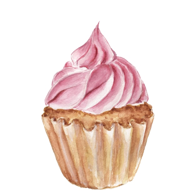 Cupcake aquarelle à la crème rose