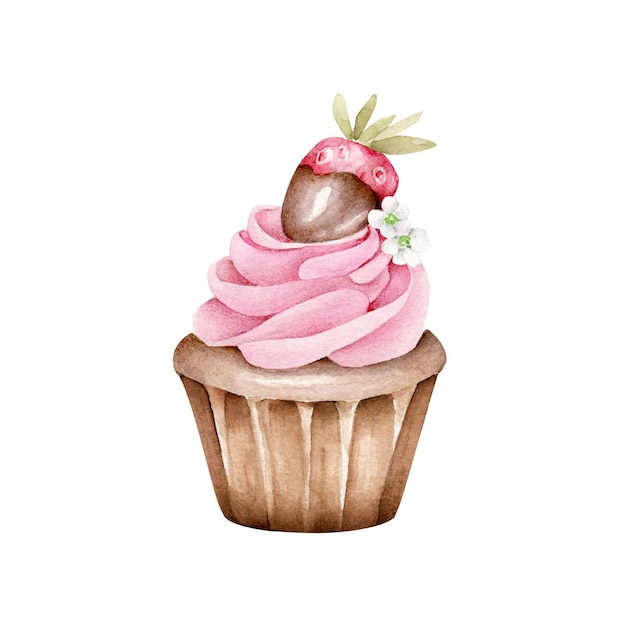 Cupcake au chocolat avec fraise