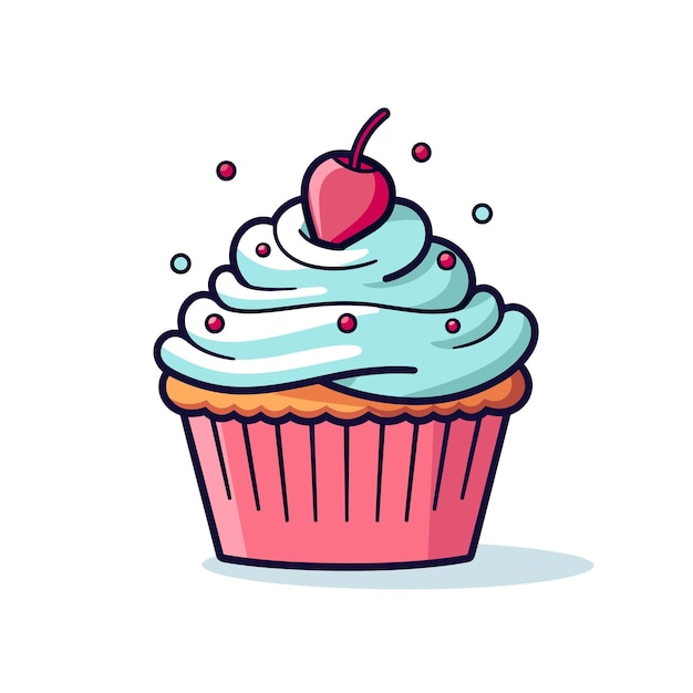 Un cupcake avec une cerise sur le dessus.