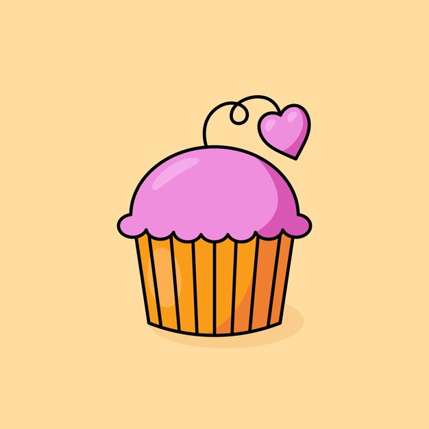 Cupcake Et Love Vector Illustration De Dessin Animé Sur Fond Isolé Valentine Vector Dessiné à La Main