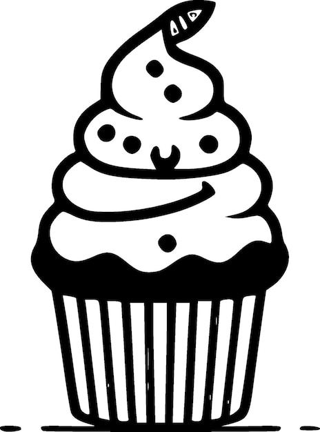 Cupcake minimaliste et simple silhouette illustration vectorielle